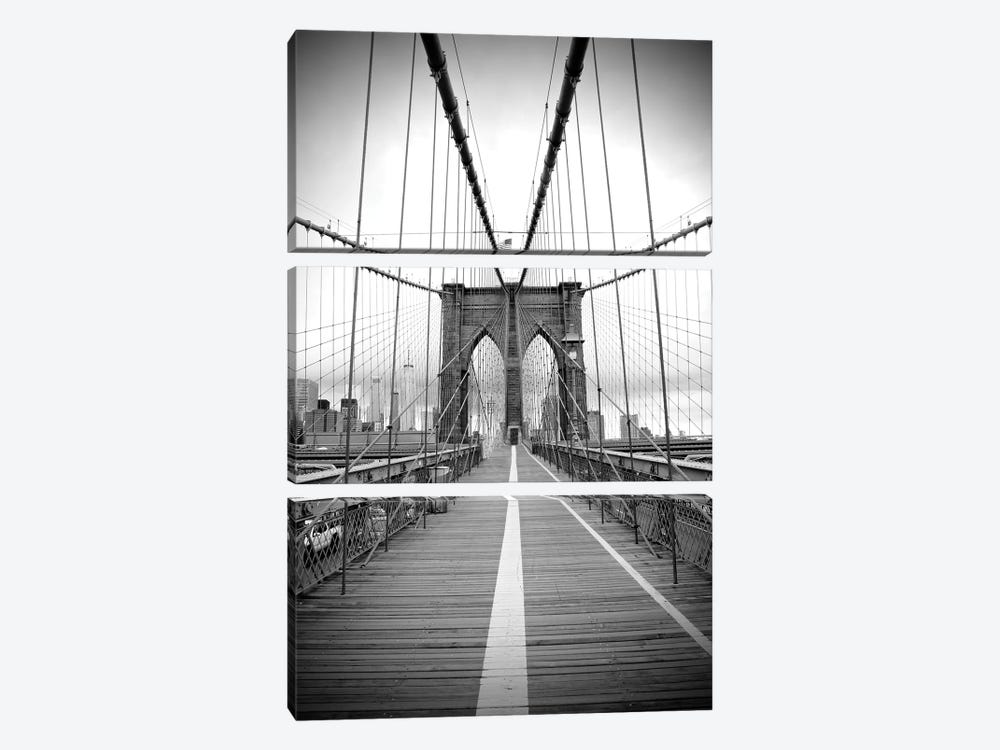 Brooklyn Bridge With Flag II by Susan Vizvary 3-piece Canvas Artwork
