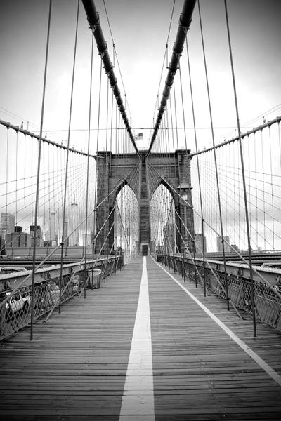 Susan Vizvary: Brooklyn Bridge With Flag II by Susan Vizvary