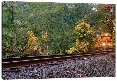 Train On The Tracks Canvas Art Print - Susan Vizvary