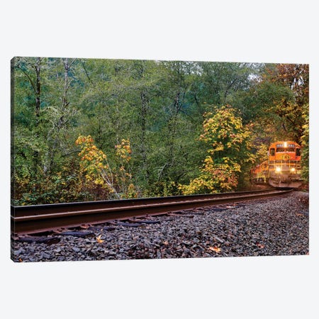 Train On The Tracks Canvas Print #SUV214} by Susan Vizvary Art Print