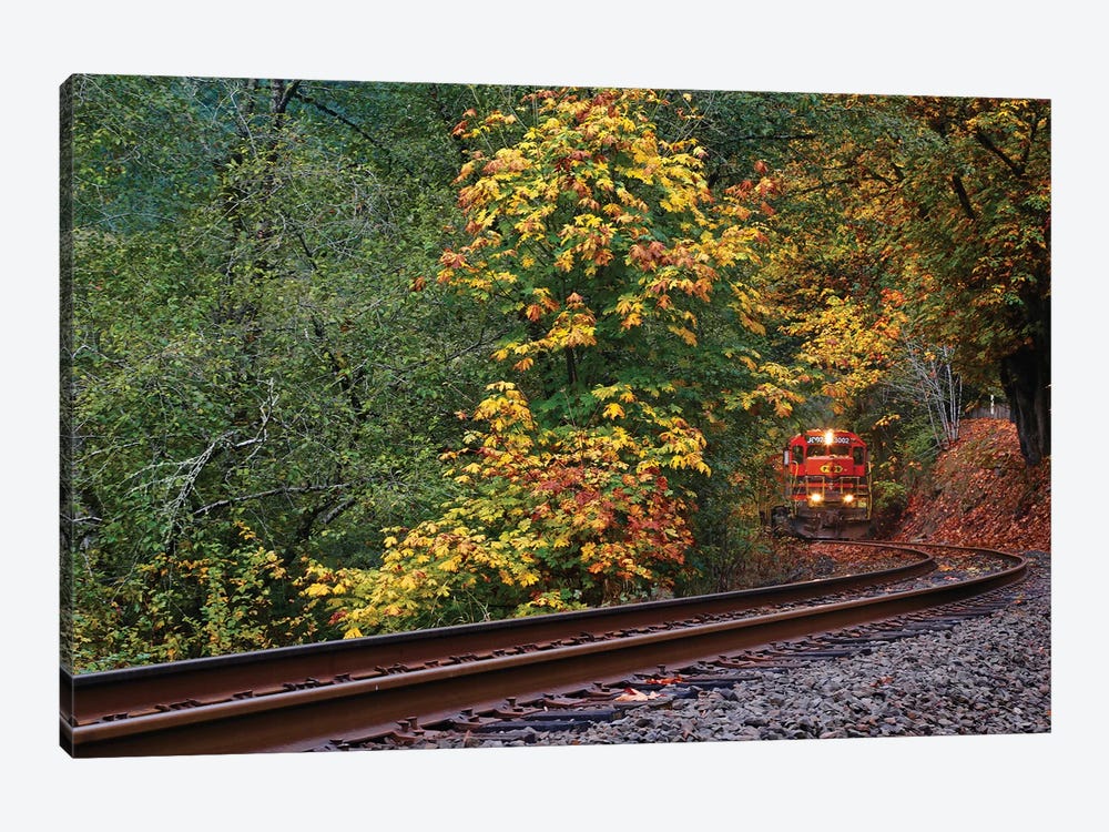 Train Starting On The Tracks by Susan Vizvary 1-piece Canvas Print