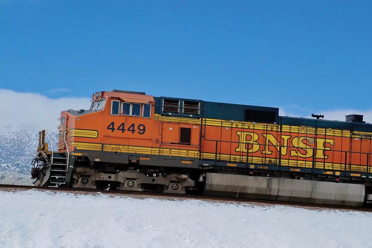 Orange Train In Snow