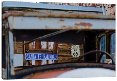 Road Signs Through The Window Canvas Art Print - Route 66 Art