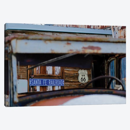 Road Signs Through The Window Canvas Print #SUV258} by Susan Vizvary Canvas Wall Art