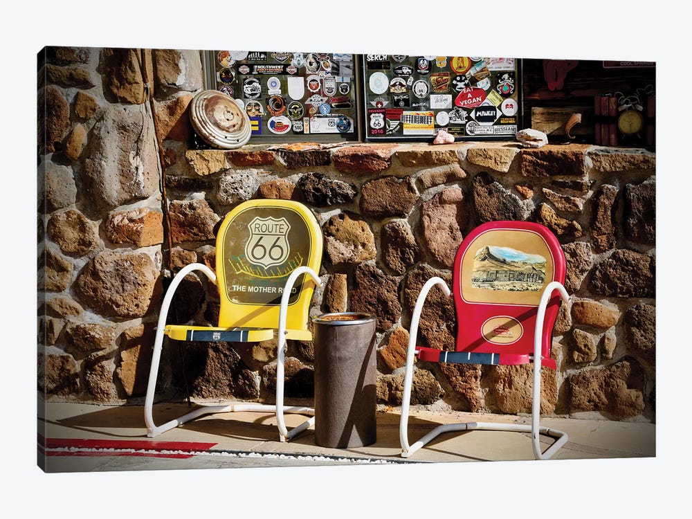 Route 66, 2 Chairs by Susan Vizvary 1-piece Canvas Print