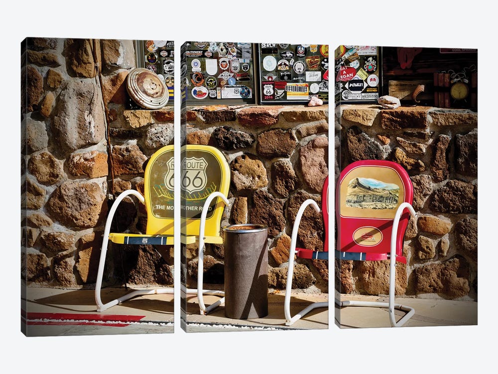 Route 66, 2 Chairs by Susan Vizvary 3-piece Art Print