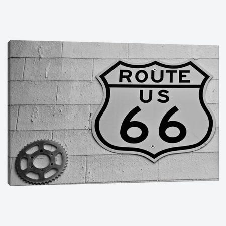 Route 66, White Wall Sign Canvas Print #SUV261} by Susan Vizvary Canvas Art Print