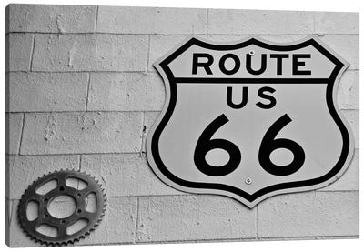 Route 66, White Wall Sign Canvas Art Print - Gray Art