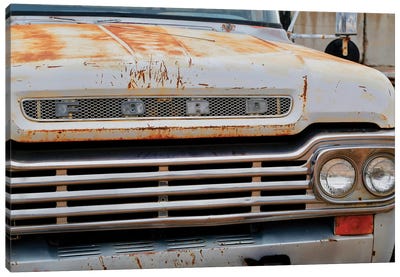 White Ford Grill Canvas Art Print - Ford