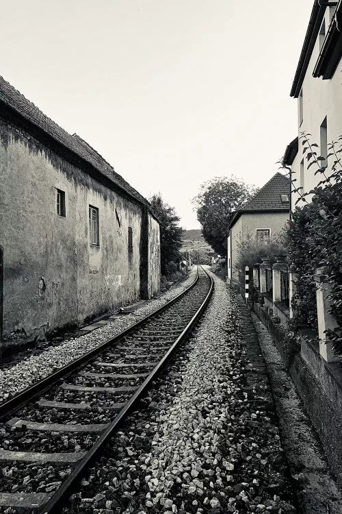 Train Tracks In Black And White