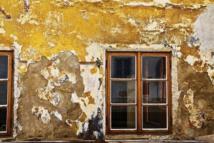 Window With Yellow Cracked Wall