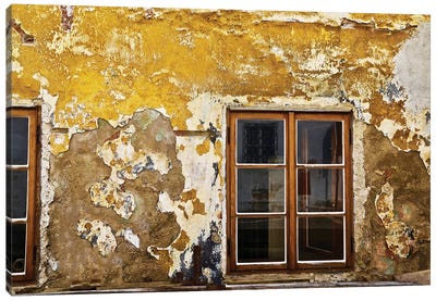 Window With Yellow Cracked Wall Canvas Art Print - Susan Vizvary