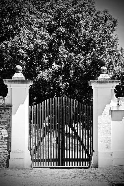 Susan Vizvary: Wooden Gate Black And White by Susan Vizvary
