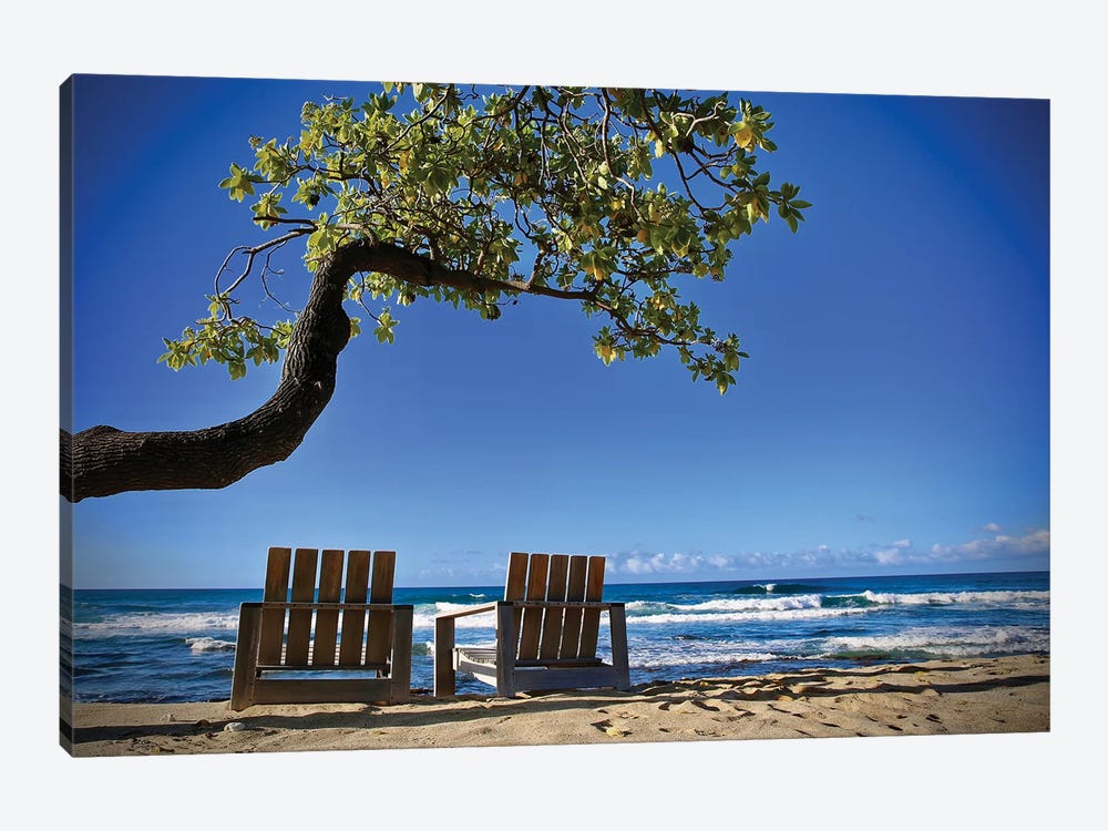 2 Chairs On The Beach by Susan Vizvary 1-piece Canvas Art Print