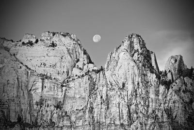 Utah Moonrise In Black And White by Susan Vizvary framed canvas print