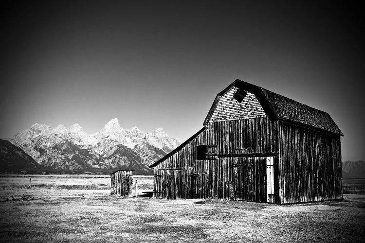Grand Tetons Barn In Black And White by Susan Vizvary wall art