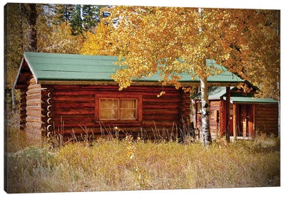 Log Cabin In The Woods Canvas Art Print - Cabins