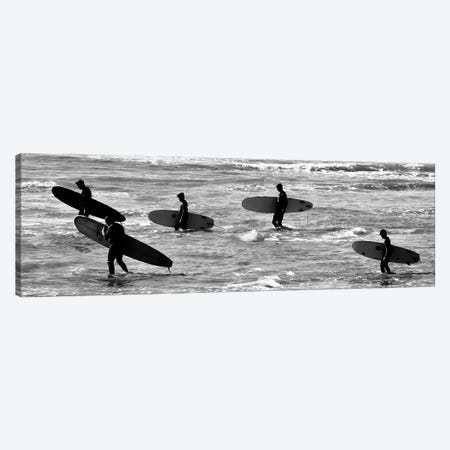 5 Surfers In Black And White Canvas Print #SUV382} by Susan Vizvary Canvas Artwork