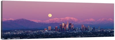 Full Moon Over Los Angeles Canvas Art Print - Los Angeles Skylines