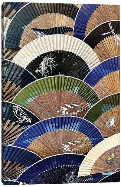 Layers Of Fans In Blue Canvas Art Print - Susan Vizvary