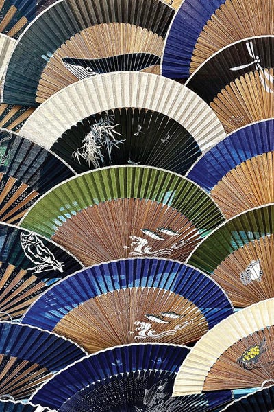 Susan Vizvary: Layers Of Fans In Blue by Susan Vizvary