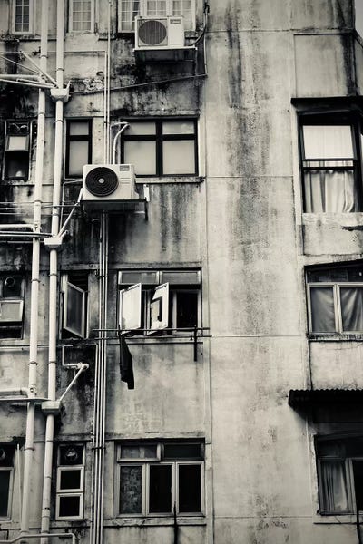 Hong Kong Building In Black&White by Susan Vizvary framed canvas print