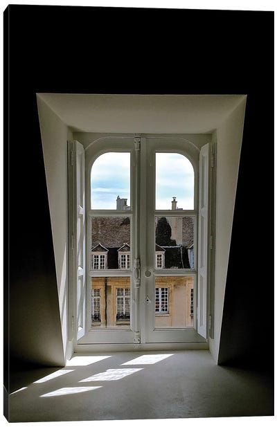 Looking Out To Paris Canvas Art Print - Door Art