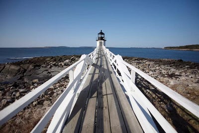 Maine Lighthouse Walkway by Susan Vizvary framed canvas print