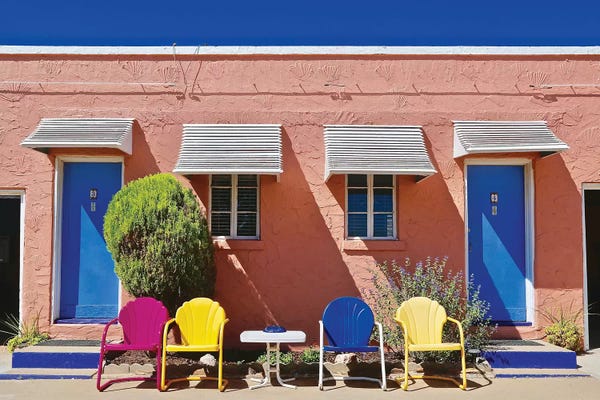 Susan Vizvary: Motel Doors And Chairs by Susan Vizvary