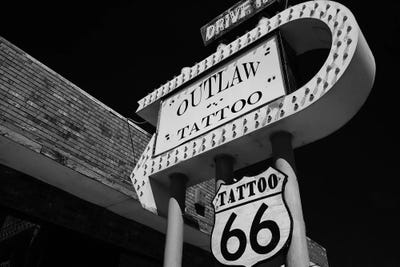 Outlaw Tatoo in Black&White by Susan Vizvary framed canvas print