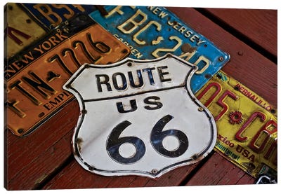 Route 66 License Plates Canvas Art Print - American Décor