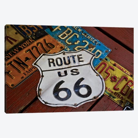 Route 66 License Plates Canvas Print #SUV80} by Susan Vizvary Canvas Wall Art