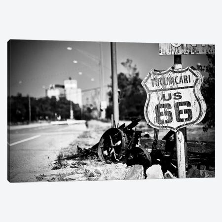 Route 66 Sign In Black&White Canvas Print #SUV82} by Susan Vizvary Canvas Art