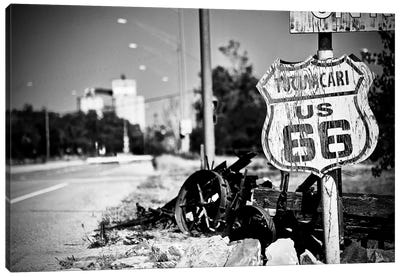 Route 66 Sign In Black&White Canvas Art Print - Susan Vizvary
