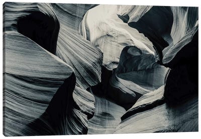 Slot Canyon in Black&White Canvas Art Print - Canyon Art