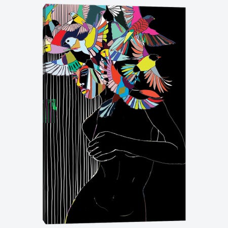 Lady And The Birds Canvas Print #SVC16} by Matea Sinkovec Canvas Art Print