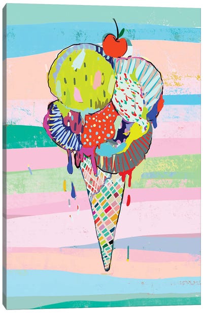 Ice Cream Canvas Art Print - Cherries