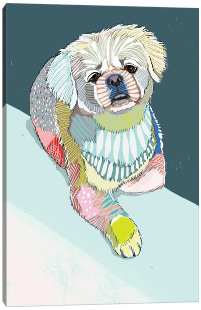 Dog Canvas Art Print - Bichon Frises