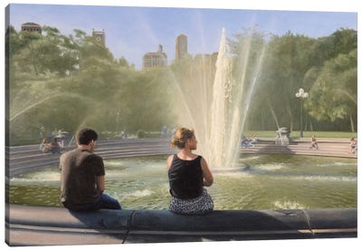 Washington Square Fountain Canvas Art Print - Fountain Art
