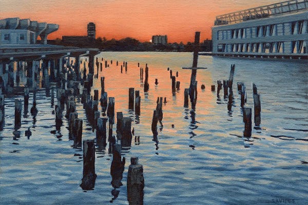 Docks & Piers: Hudson River Sunset And The Ghost Of Pier LXI by Nick Savides
