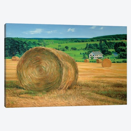 Bales In The Field Canvas Print #SVD12} by Nick Savides Canvas Art Print