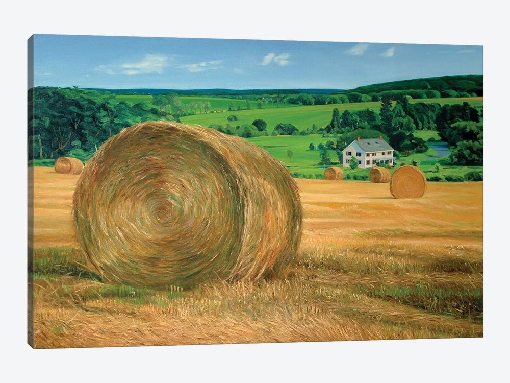 Bales In The Field by Nick Savides 1-piece Canvas Wall Art