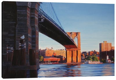 Brooklyn Bridge At Sunset II Canvas Art Print - Brooklyn Art
