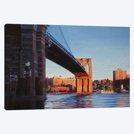 Brooklyn Bridge At Sunset II Canvas Print #SVD13} by Nick Savides Art Print