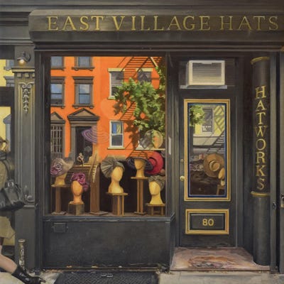 East Village Hats by Nick Savides framed canvas print