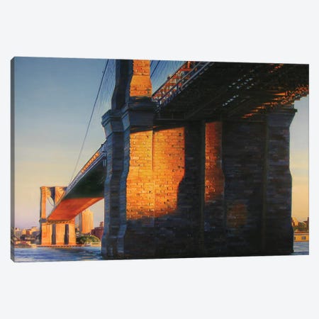 Brooklyn Bridge At Sunset Canvas Print #SVD16} by Nick Savides Canvas Art