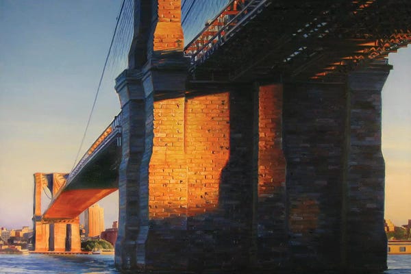 Contemporary Streetscapes: Brooklyn Bridge At Sunset by Nick Savides