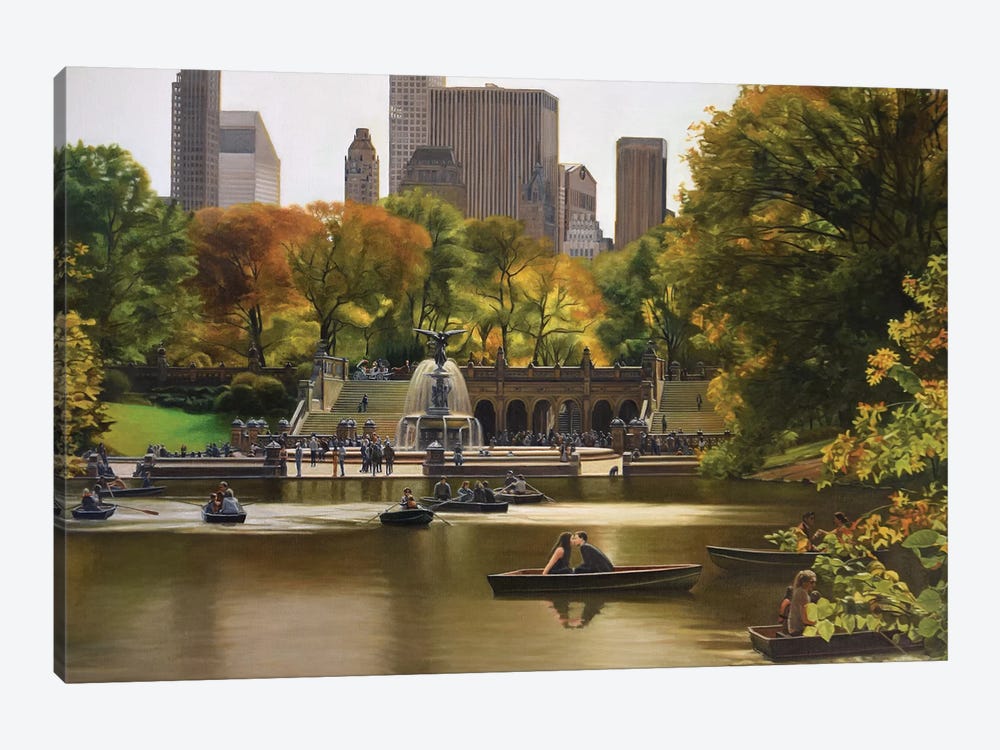 Central Park – Bethesda Terrace In Autumn by Nick Savides 1-piece Canvas Print