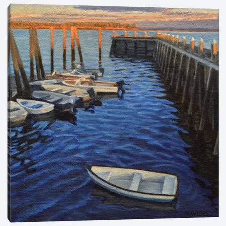 Chebeague Island Docks At Sunrise Canvas Print #SVD21} by Nick Savides Canvas Wall Art