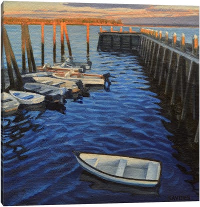 Chebeague Island Docks At Sunrise Canvas Art Print - Dock & Pier Art